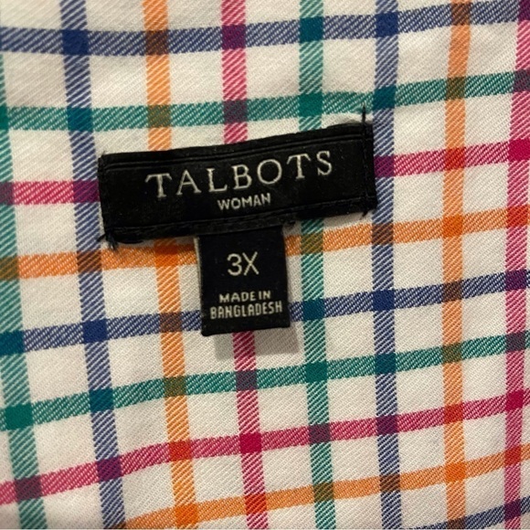 Talbots Woman 3X classic cotton shirt plus size Check pattern - Picture 5 of 11